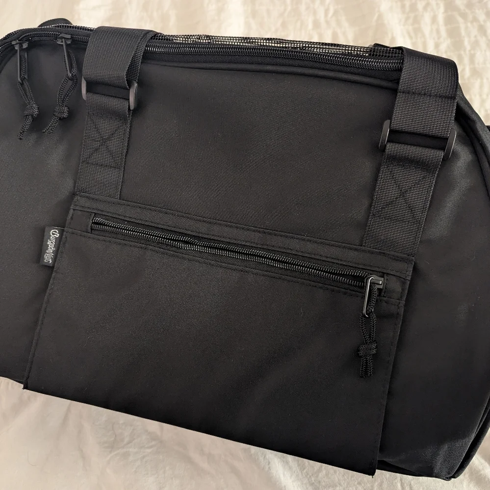 BurgeonNest Dog Carrier Tote Bag - Zip Mesh Top, Inner Tether, Pockets